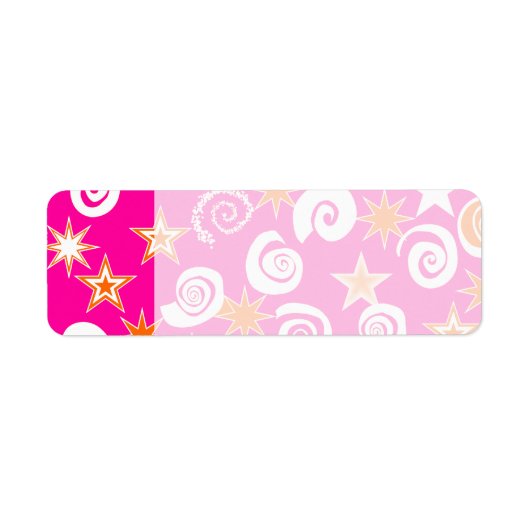 Funky Hot Pink Oranje Stars Swirls Fun Pattern Etiket (Voorkant)