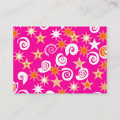 Funky Hot Pink Oranje Stars Swirls Fun Pattern Visitekaartje (Achterkant)