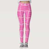 Funky Hot Pink Stripe PatroonLeggings ★ Psydefx® Leggings (Voorkant)
