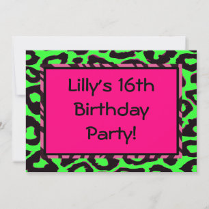 Funky Hot Pink Zebra Cheetah Kaart