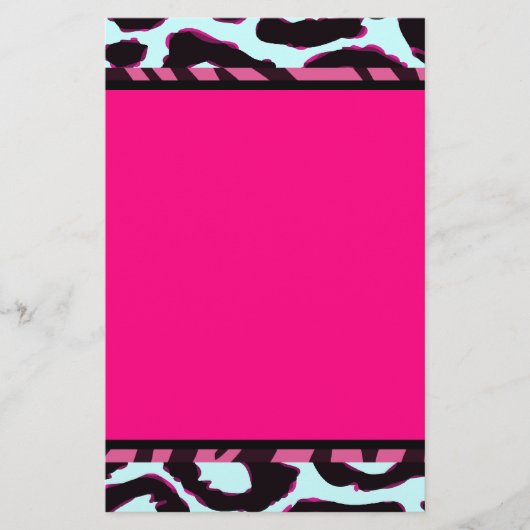 Funky Hot Pink Zebra Cheetah Set Briefpapier (Voorkant)