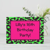 Funky Hot Pink Zebra Cheetah Set Kaart (Staand voorkant)