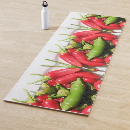 Funky Hot Red Green Chili Peppers Yoga Mat (In situ)