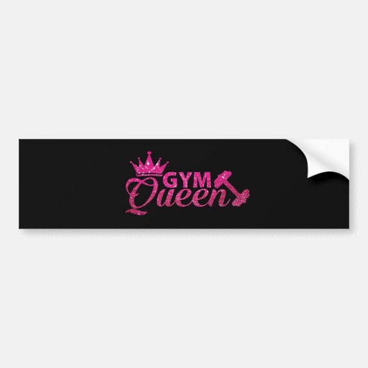 Funky hot roze faux glitter gymingkoninginnentekst bumpersticker (Voorkant)