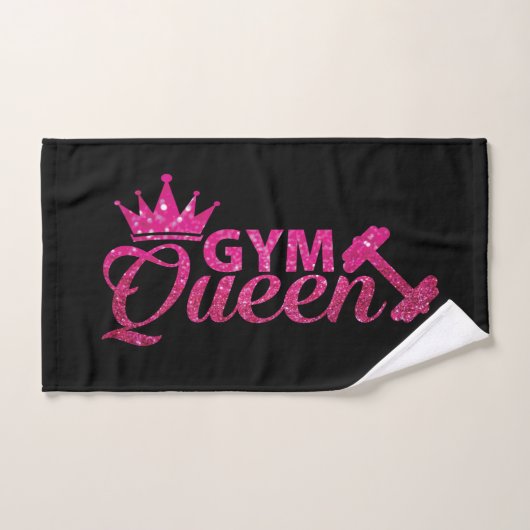 Funky hot roze faux glitter gymingkoninginnentekst handdoek (Handdoek)