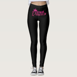 Funky hot roze faux glitter gymingkoninginnentekst leggings