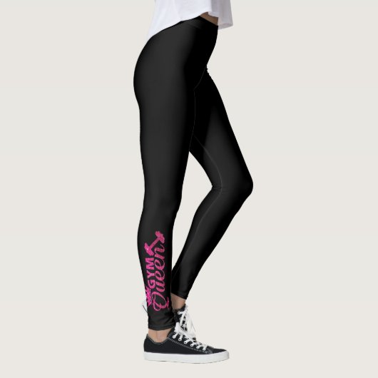 Funky hot roze faux glitter gymingkoninginnentekst leggings (Rechts)