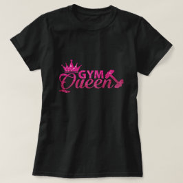 Funky hot roze faux glitter gymingkoninginnentekst t-shirt