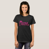 Funky hot roze faux glitter gymingkoninginnentekst t-shirt (Voorkant volledig)