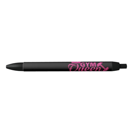 Funky hot roze faux glitter gymingkoninginnentekst zwarte inkt pen (Voorkant)