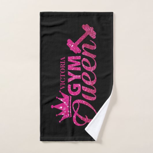 Funky hot roze gepersonaliseerde faux glitter Gym  Handdoek (Handdoek)