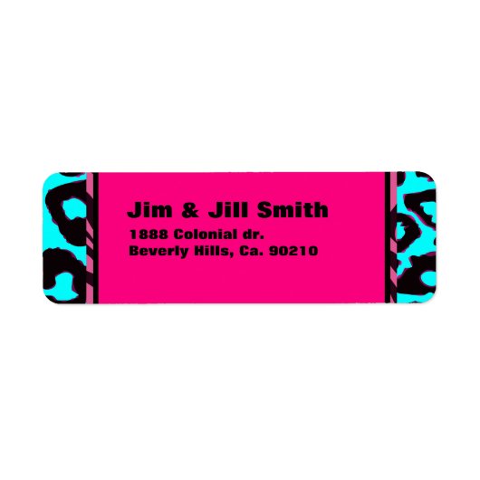 Funky Hot Roze Zebra Cheetah Custom Kleur Etiket (Voorkant)