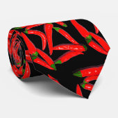 Funky Hot Spicy Red Chili Peppers Pattern Stropdas (Opgerold)