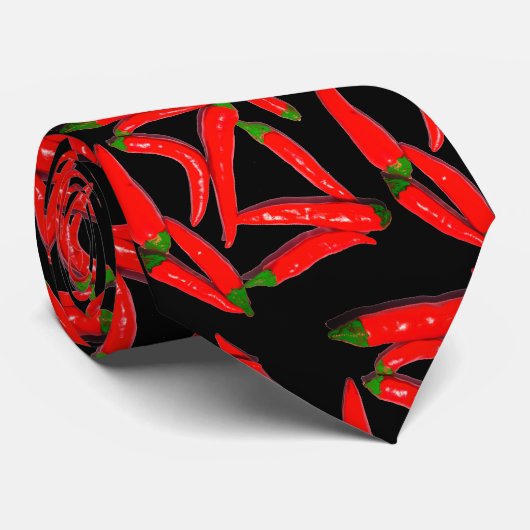 Funky Hot Spicy Red Chili Peppers Pattern Stropdas (Opgerold)