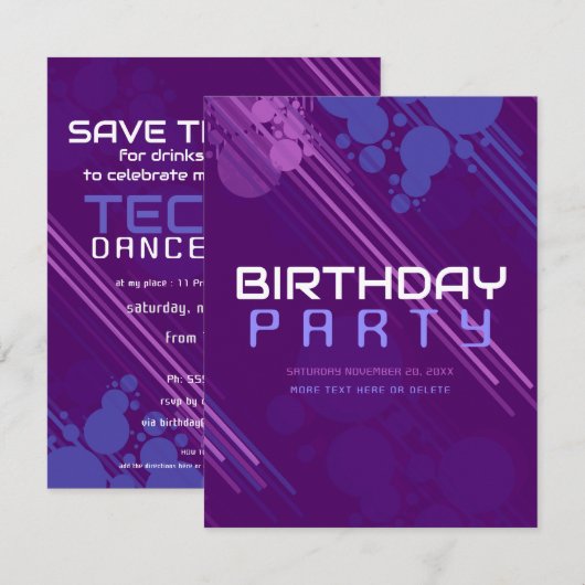 Funky House Party Uitnodiging voor verjaardag (Voorkant / Achterkant)