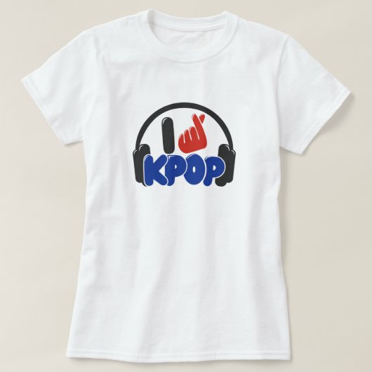 Funky I LOVE KPOP LOGO Basic T-shirt (Design voorkant)