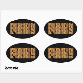 Funky (in bruin) ovale sticker (Vel)