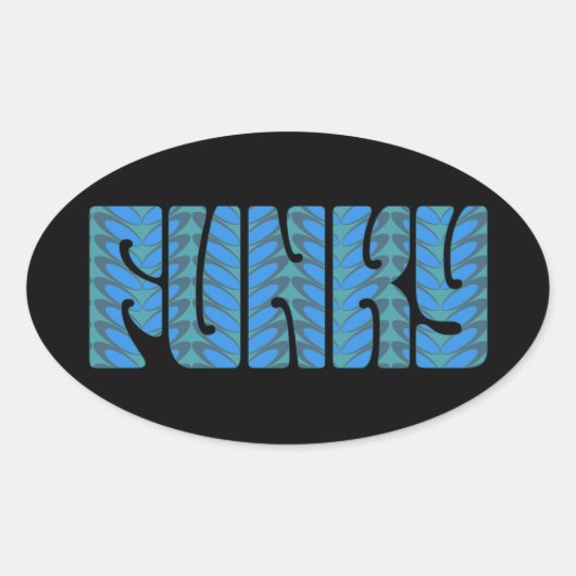 Funky (in het blauw) ovale sticker (Voorkant)