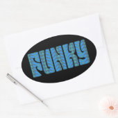 Funky (in het blauw) ovale sticker (Envelop)