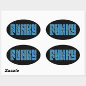 Funky (in het blauw) ovale sticker (Vel)