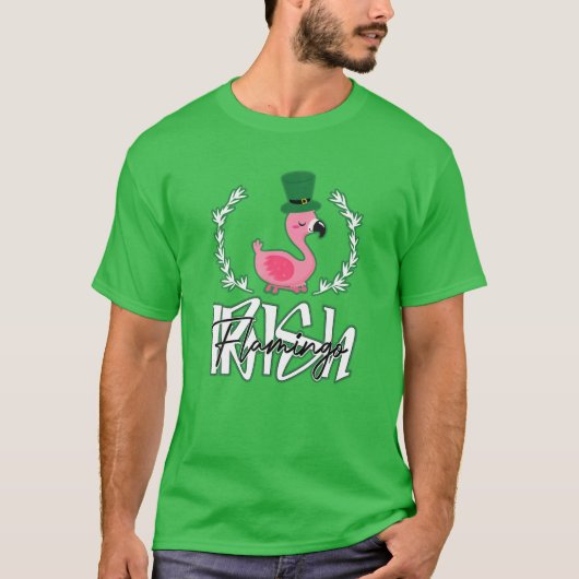 Funky Irish Flamingo Lover Saint Patrick Day Pink T-shirt (Voorkant)