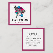 Funky Japans schilderwerk kunstenaar Tattoo Vierkante Visitekaartje (Voorkant / Achterkant)
