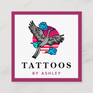 Funky Japans schilderwerk kunstenaar Tattoo Vierkante Visitekaartje