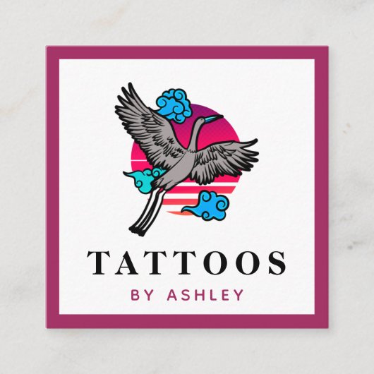 Funky Japans schilderwerk kunstenaar Tattoo Vierkante Visitekaartje (Voorkant)