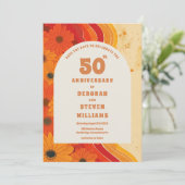 Funky jaren 70 50e bruiloft Jubileum uitnodiging (Staand voorkant)