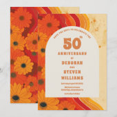 Funky jaren 70 50e bruiloft Jubileum uitnodiging (Voorkant / Achterkant)