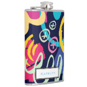 Funky jaren '80 Stijl Kleurrijk Patroon met Monogr Heupfles (Rechts)