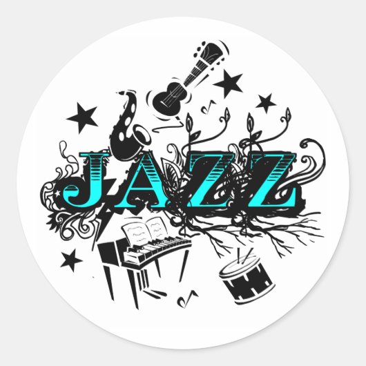 Funky Jazz Ronde Sticker (Voorkant)