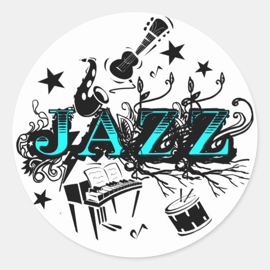 Funky Jazz Ronde Sticker (Voorkant)