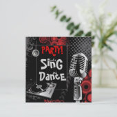 Funky Karaoke Music Sing Dance Birthday Party Kaart (Staand voorkant)