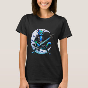 Funky kat die gitaar speelt Maan, Rock And Roll Ba T-shirt