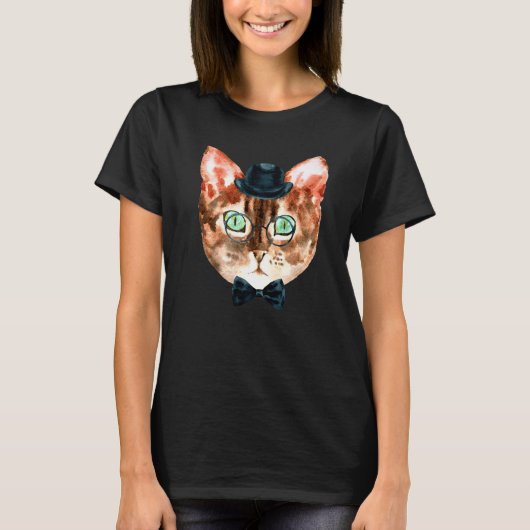 Funky kat met bril t-shirt (Voorkant)