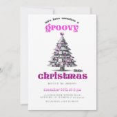 Funky Kerst Disco Roze Kerstfeest Uitnodiging (Voorkant)