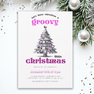 Funky Kerst Disco Roze Kerstfeest Uitnodiging
