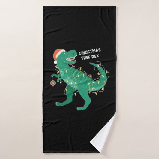 Funky kerst winter dinosaurus boom badhanddoek (Badhanddoek)