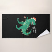 Funky kerst winter dinosaurus boom badhanddoek (Badhanddoek)