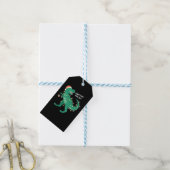 Funky kerst winter dinosaurus boom cadeaulabel (Met Touw)