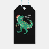 Funky kerst winter dinosaurus boom cadeaulabel (Voorkant)