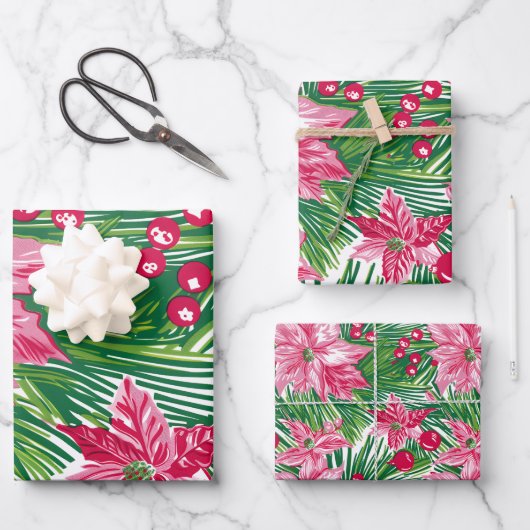 Funky Kerstblad Patroon Inpakpapier Vel (Voorkant)