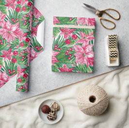 Funky Kerstbladpatroon Cadeaupapier
