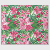 Funky Kerstbladpatroon Cadeaupapier (Vlak)