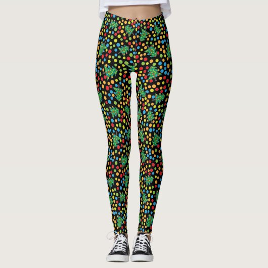 Funky kerstbomen en Polka Dots Leggings (Voorkant)