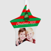 Funky kerstboom en Stripes - Aangepaste foto Ornament (voorkant)