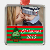Funky kerstboom en Stripes Metalen Ornament (Voorkant)