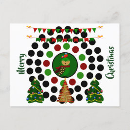 Funky kerstboompalts Owl Polka Dots Feestdagenkaart