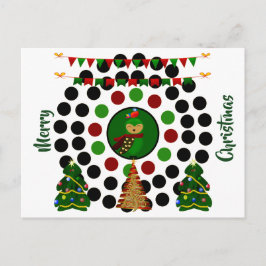 Funky kerstboompalts Owl Polka Dots Feestdagenkaart